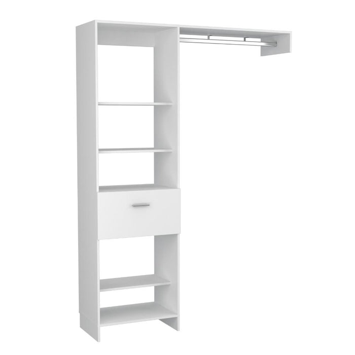 Closet Delhi 150, Blanco Duqueza, Con Tres Entrepaños y Un Tubo Para Colgar Ropa ZF