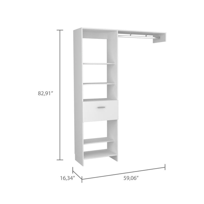 Closet Delhi 150, Blanco Duqueza, Con Tres Entrepaños y Un Tubo Para Colgar Ropa ZF