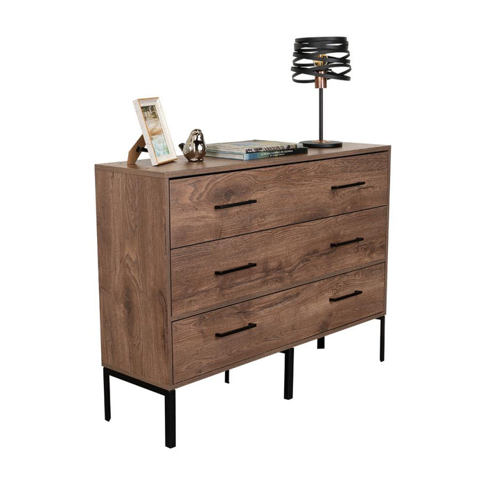 Organizador Doble Sory, Nogal, con Dos Cajones y Una Puerta Abatible