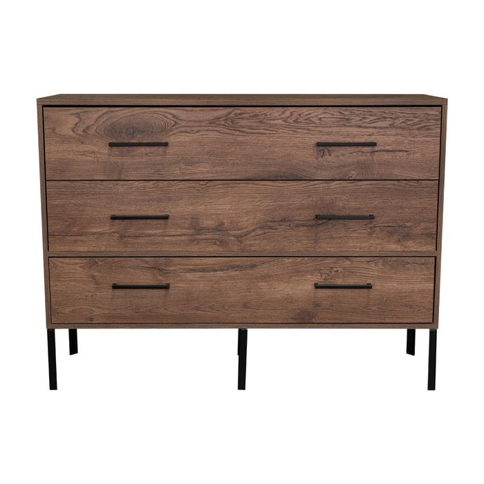 Organizador Doble Sory, Nogal, con Dos Cajones y Una Puerta Abatible