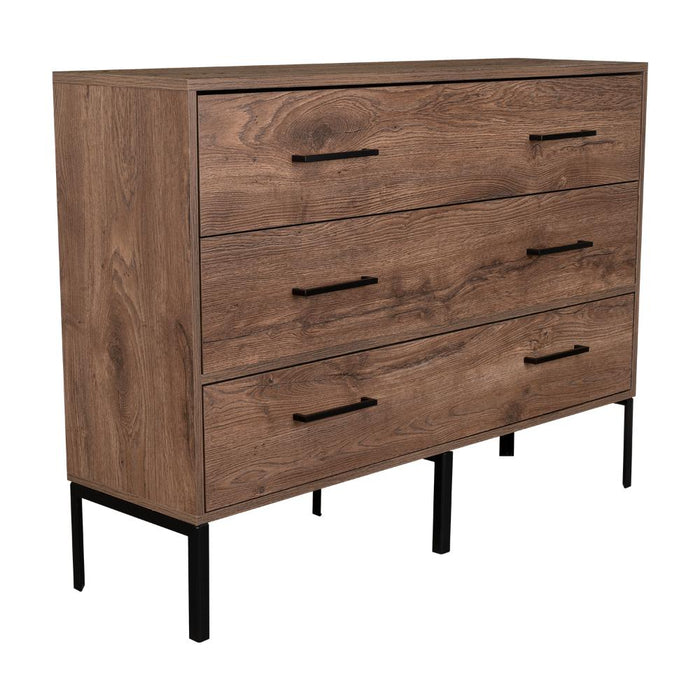 Organizador Doble Sory, Nogal, con Dos Cajones y Una Puerta Abatible