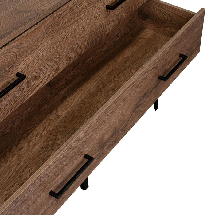 Organizador Doble Sory, Nogal, con Dos Cajones y Una Puerta Abatible