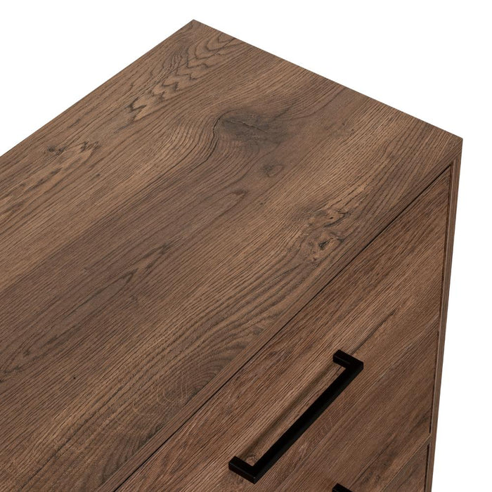 Organizador Doble Sory, Nogal, con Dos Cajones y Una Puerta Abatible