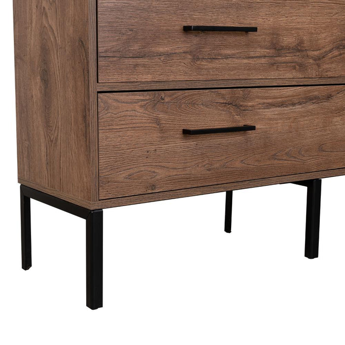 Organizador Doble Sory, Nogal, con Dos Cajones y Una Puerta Abatible