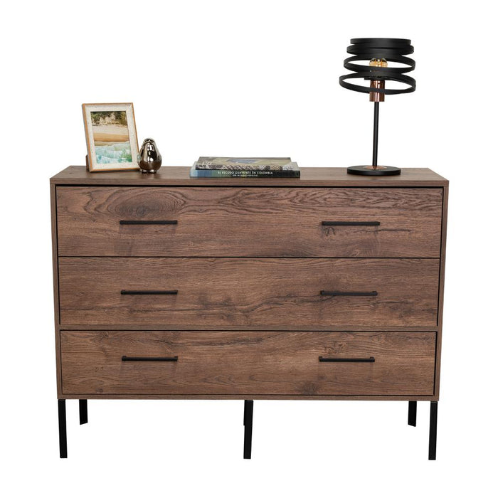 Organizador Doble Sory, Nogal, con Dos Cajones y Una Puerta Abatible