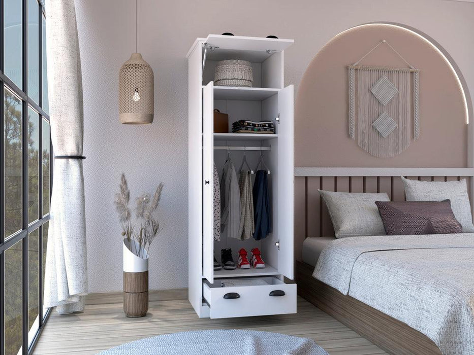 Closet Denis, Blanco Duqueza, Con Dos Puertas Batientes y Dos Cajones ZF