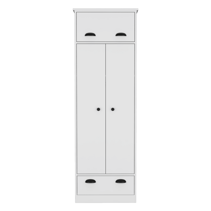 Closet Denis, Blanco Duqueza, Con Dos Puertas Batientes y Dos Cajones ZF