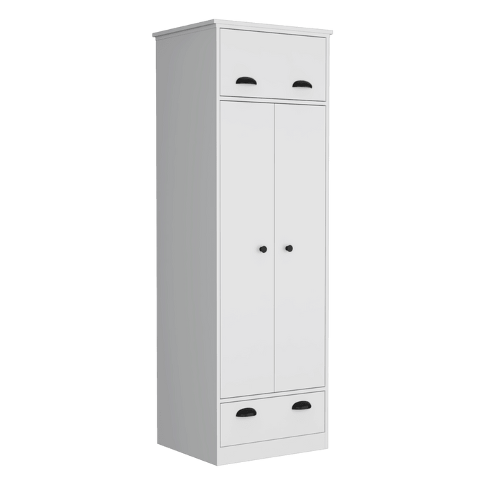 Closet Denis, Blanco Duqueza, Con Dos Puertas Batientes y Dos Cajones ZF