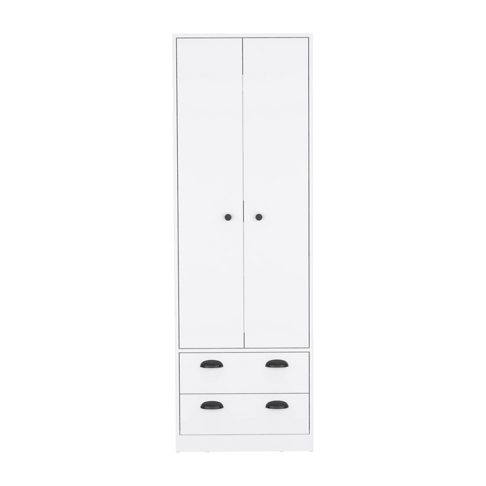Closet Agata, Blanco Duqueza, Con Dos Cajones y Tubo Cromado ZF