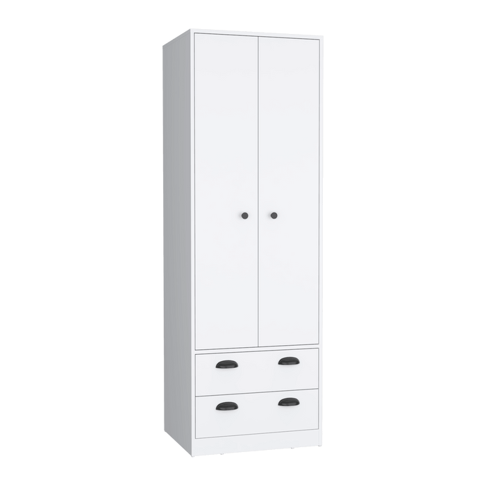 Closet Agata, Blanco Duqueza, Con Dos Cajones y Tubo Cromado ZF