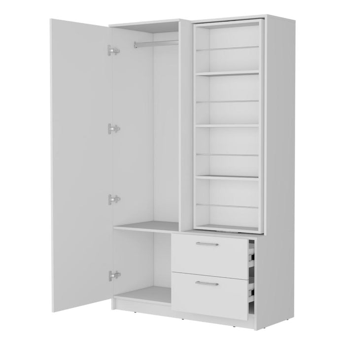 Closet Sevil, Blanco, con espejo y zapatero incluido