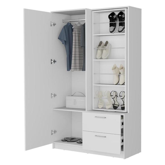 Closet Sevil, Blanco, con espejo y zapatero incluido