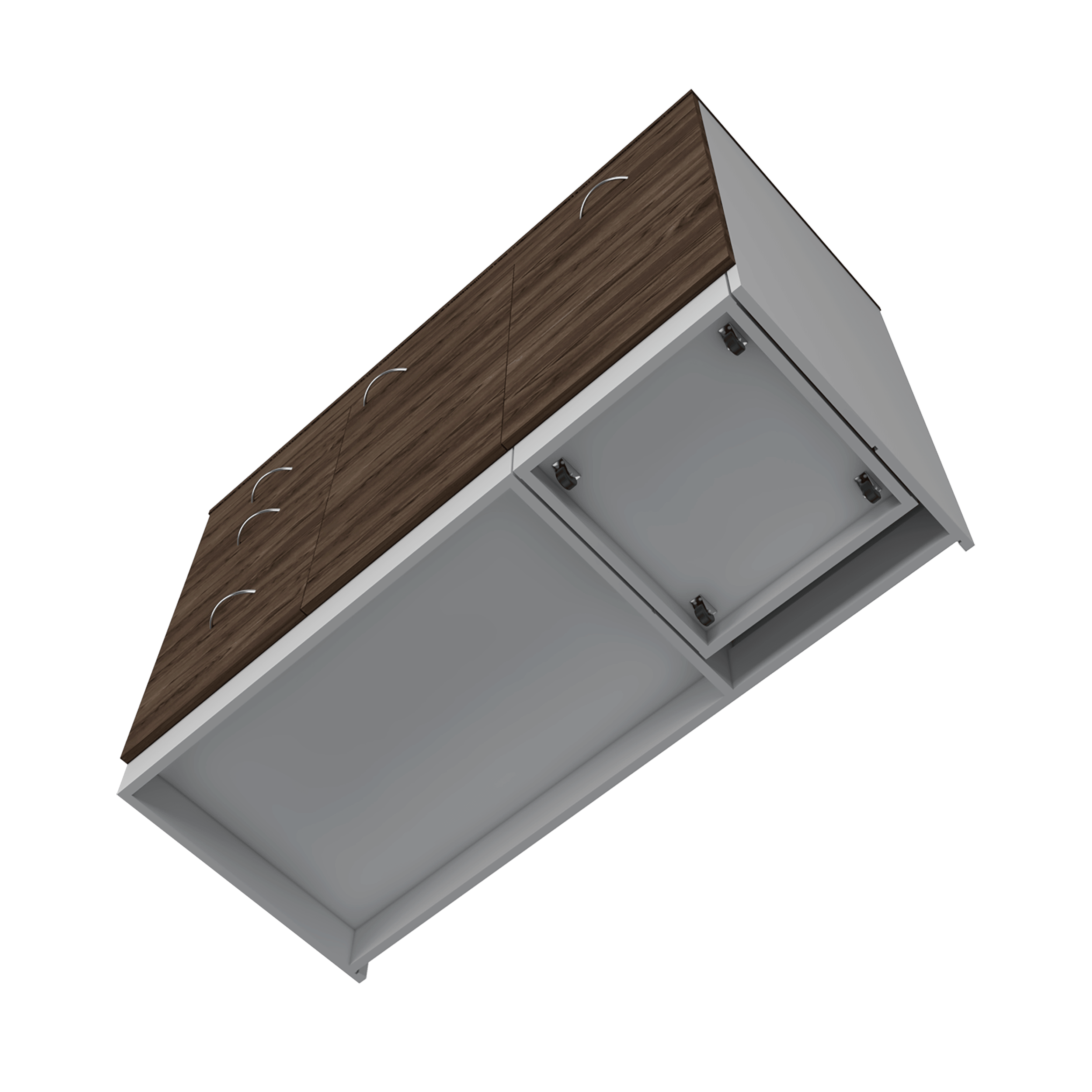 Gabinete Inferior de Cocina Amatista, Blanco y Chocolate, con Amplia Capacidad de Almacenamiento, no Incluye Mesón  ZF