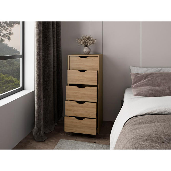 Organizador Brasilia, Fresno Europeo, con cinco cajones multiusos deslizables