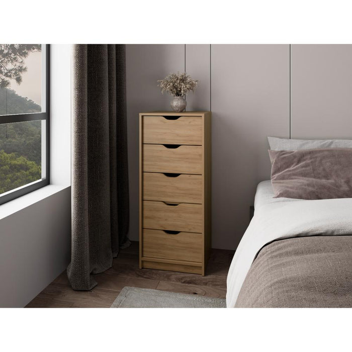 Organizador Brasilia, Fresno Europeo, con cinco cajones multiusos deslizables