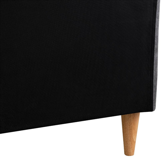 Cama Doble Tania, Gris Oscuro, madera roble tapizada