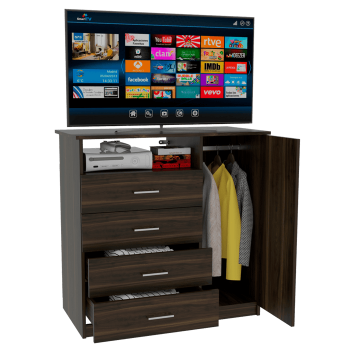 Organizador Barlovento Caoba, con Cuatro Cajones y una puerta