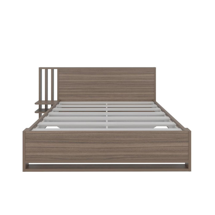 Cama Doble Vanez, Avellana, con espaldar alto incluyendo tendida de tablas