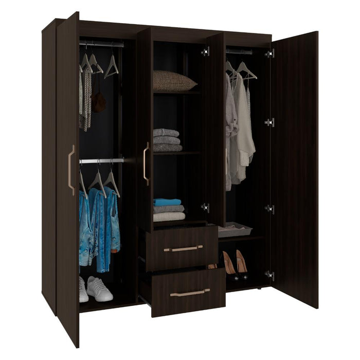 Closet Bariloche Eco, Kronos Nogal, Moderno con Variedad De Entrepaños, cuatro puertas y dos cajones ZF