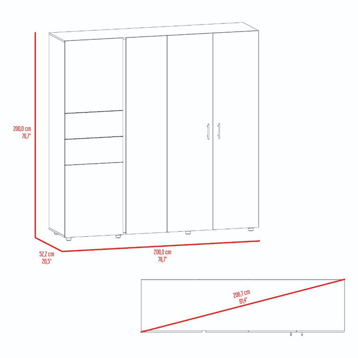 Closet Antalya 200x200, Positano y Blanco, Con Cinco Puertas Abatibles