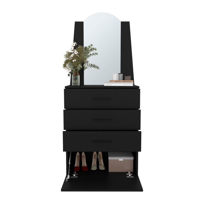 Organizador Praga, Wengue, con tres cajones y una puerta