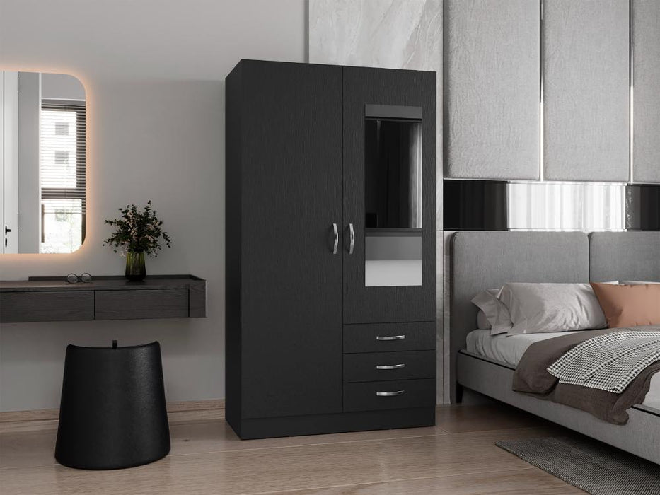 Closet Samka, Wengue, Con Dos Puertas Abatibles y Tres Cajones