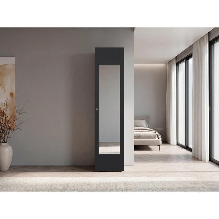 Closet Con Espejo Alma, Wengue, Una puerta abatible y entrepaños para guardar ropa ZF