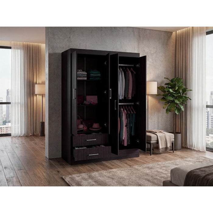 Clóset Sarani, Wengue, con 2 Cajones y 4 Puertas de Fácil Armado ZF