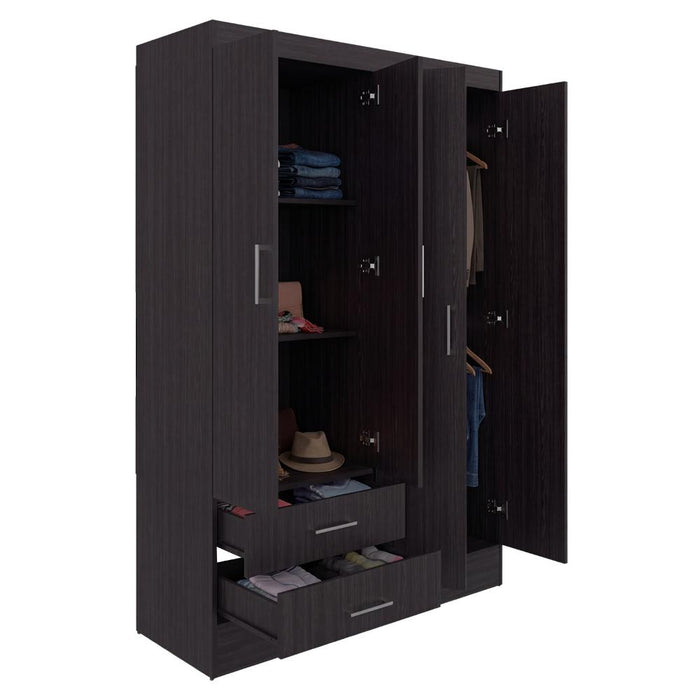 Clóset Sarani, Wengue, con 2 Cajones y 4 Puertas de Fácil Armado ZF