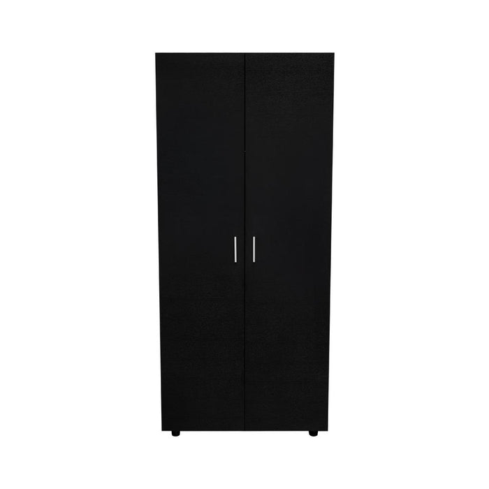 Closet Carlota, Wengue, con Un Tubo Cromado y Dos Entrepaños
