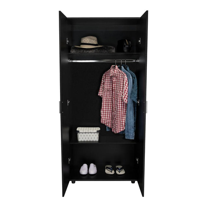 Closet Carlota, Wengue, con Un Tubo Cromado y Dos Entrepaños