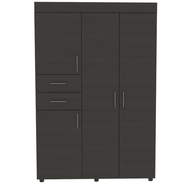 Closet Tulipán, Wengue, con Dos Cajones Amplios y Cuatro Puertas Abatibles