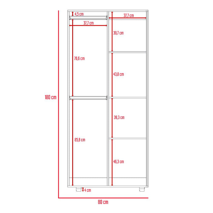 Closet Tera, Wengue y Negro,  Dos Puertas Abatibles y Dos Tubos Cromados