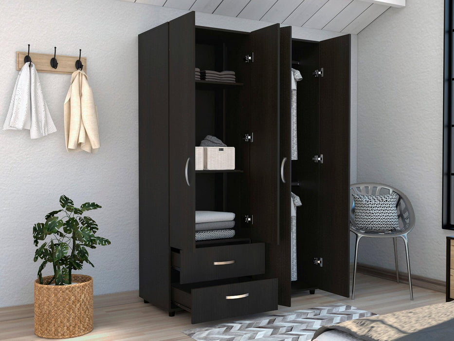 Closet Arkola, Wengue, Con Dos Cajones Organizadores y Cuatro Puertas Abatibles