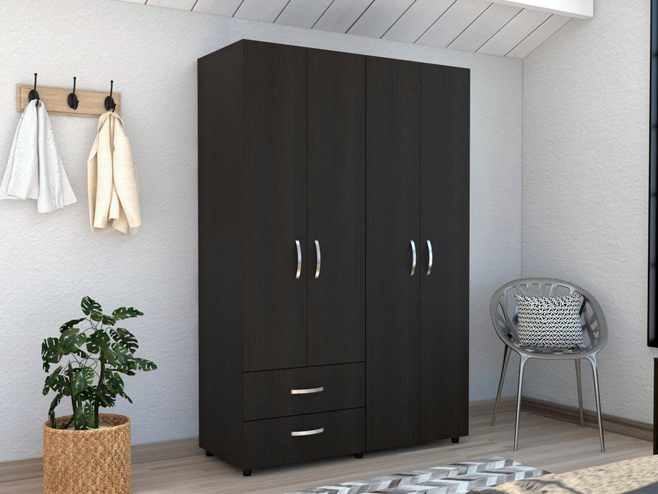 Closet Arkola, Wengue, Con Dos Cajones Organizadores y Cuatro Puertas Abatibles