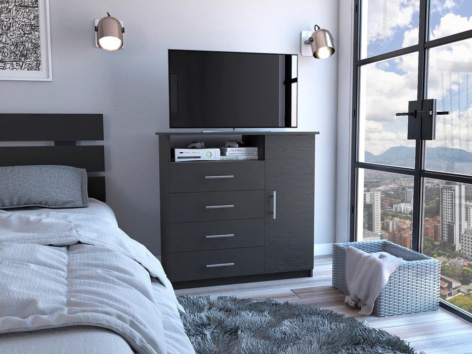 Organizador Barlovento, Wengue, con Cuatro Cajones y una puerta  ZF