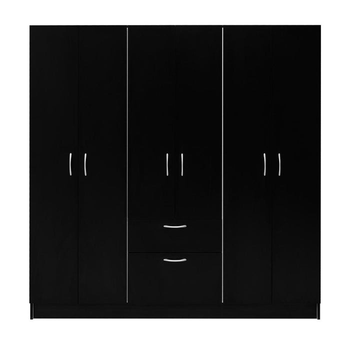 Closet Adira, Wengue y Blanco, con Dos Tubos Cromados y Seis Puertas Batientes ZF