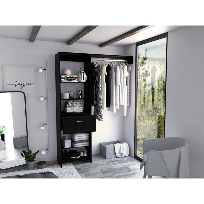 Closet Delhi 150, Wengue, Con Variendad de Entrepaños y Un Cajón