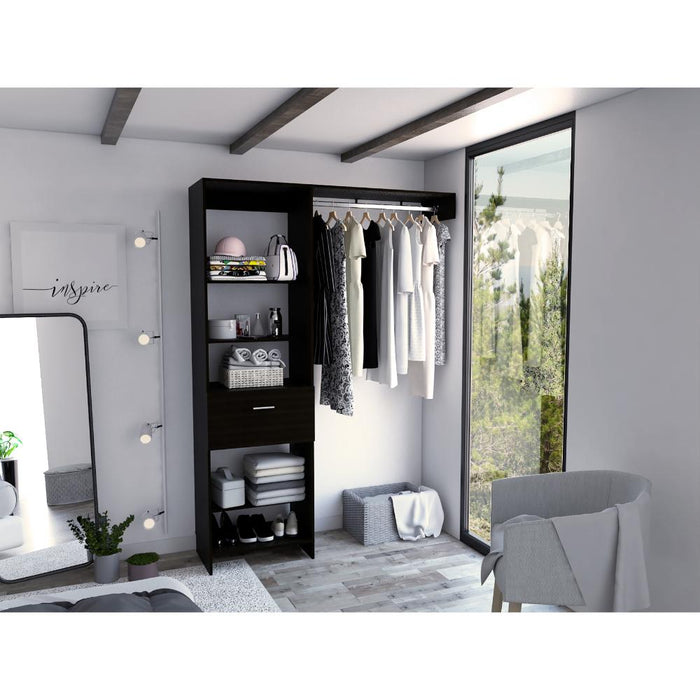 Closet Delhi 150, Wengue, Con Variendad de Entrepaños y Un Cajón