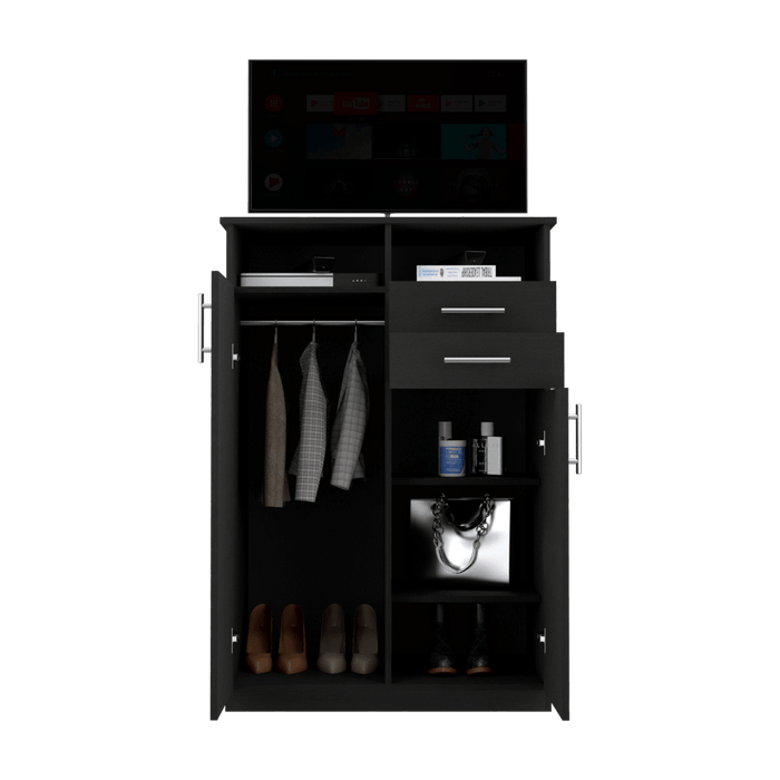 Closet Donat, Wengue, Con Dos Cajones Deslizables y Tres Entrepaños Móviles