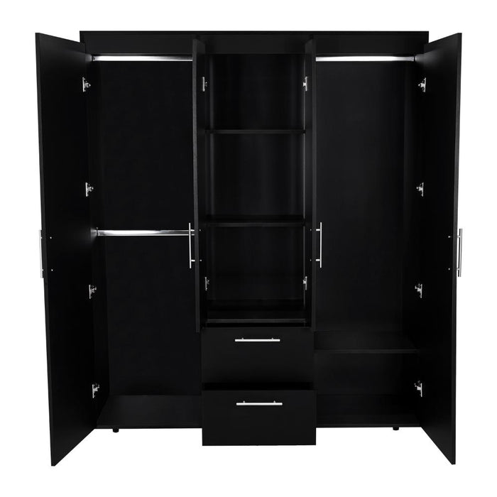 Closet Bariloche Bombay Eco, Wengue, Con Variedad de Entrepaños y Cuatro Puertas Abatibles