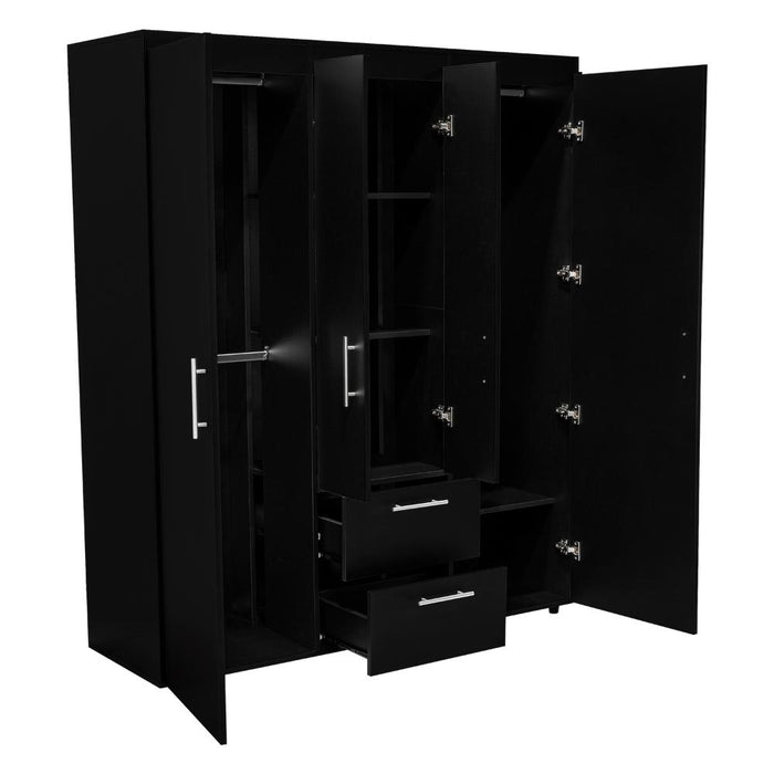 Closet Bariloche Bombay Eco, Wengue, Con Variedad de Entrepaños y Cuatro Puertas Abatibles