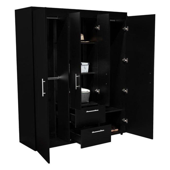 Closet Bariloche Bombay Eco, Wengue, Con Variedad de Entrepaños y Cuatro Puertas Abatibles