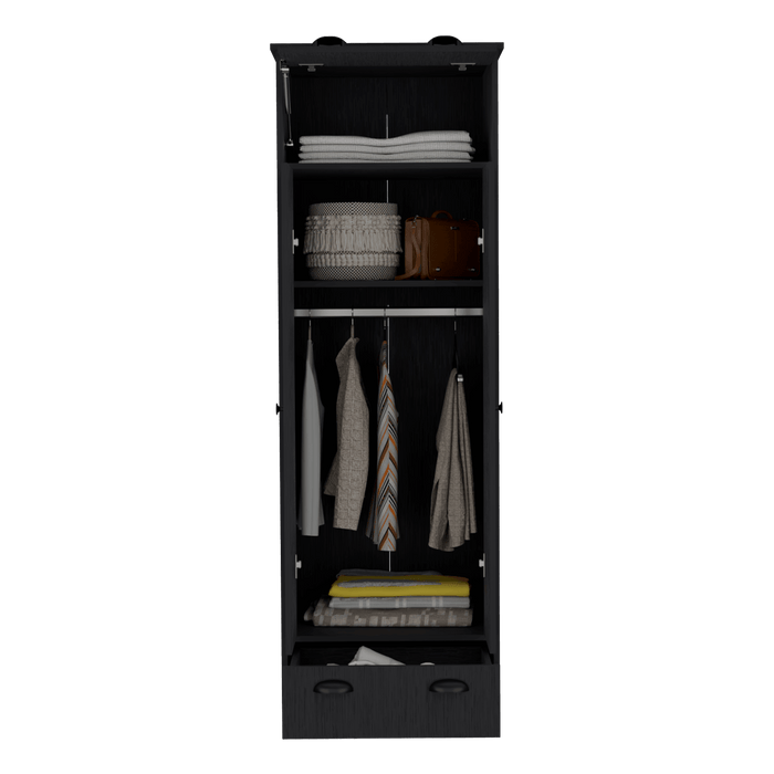 Closet Denis, Wengue, Con Dos Puertas Batientes y Dos Cajones ZF