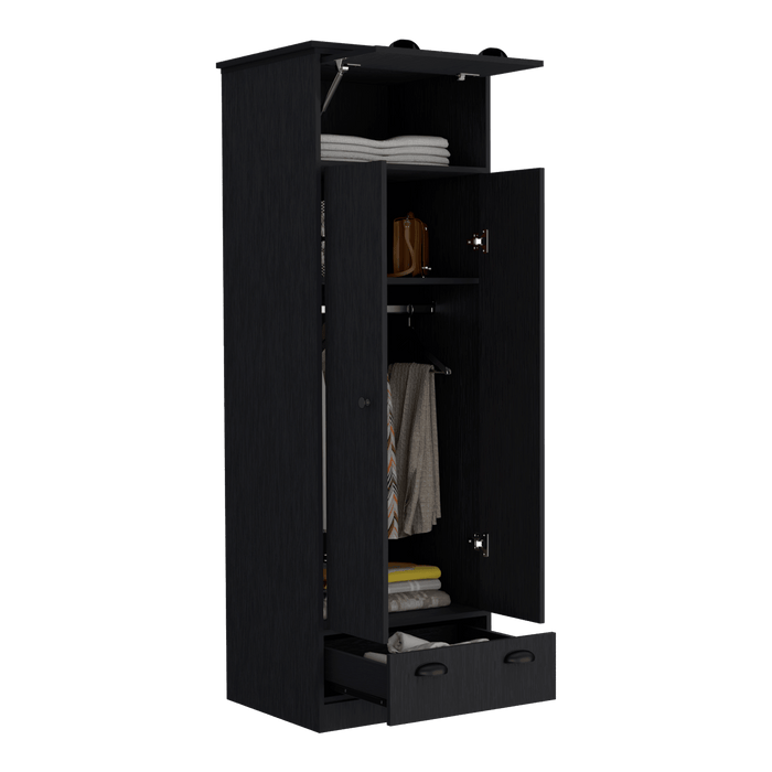 Closet Denis, Wengue, Con Dos Puertas Batientes y Dos Cajones ZF