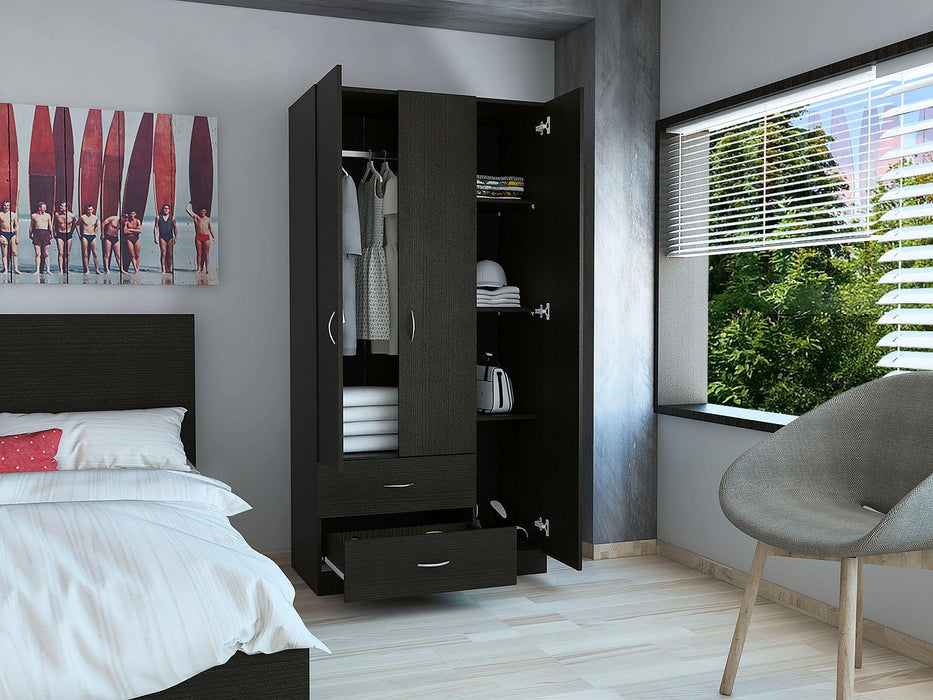 Closet América, Wengue, Con Dos Cajones y Variedad De Entrepaños