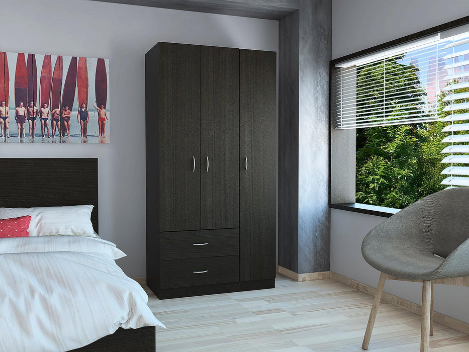 Closet América, Wengue, Con Dos Cajones y Variedad De Entrepaños