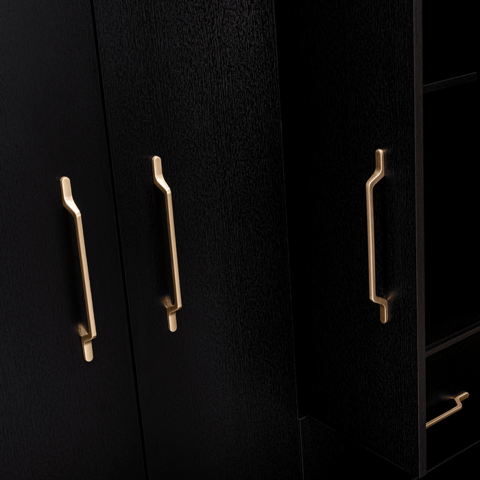Closet Golden, Wengue y Dorado, Variedad De Entrepaños y Seis Puertas Abatibles