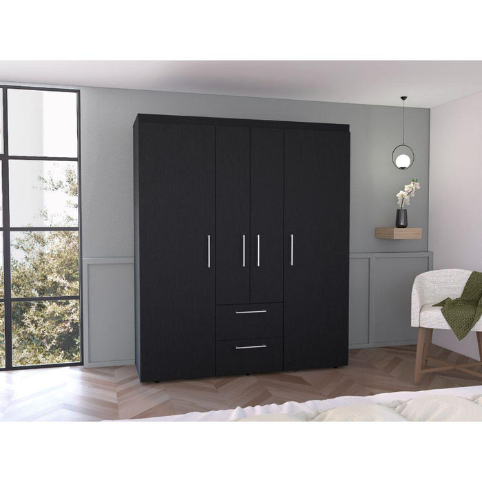 Closet Bariloche Bombay Eco, Wengue, Con Variedad De Entrepaños y Cuatro Puertas Abatibles ZF