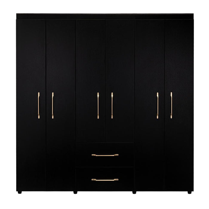 Closet Golden, Wengue y Dorado, Variedad De Entrepaños y Seis Puertas Abatibles